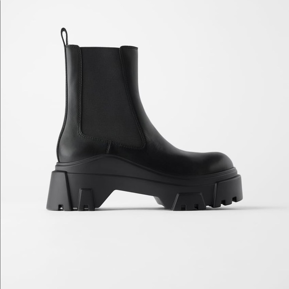 Zara black platform ankle boots